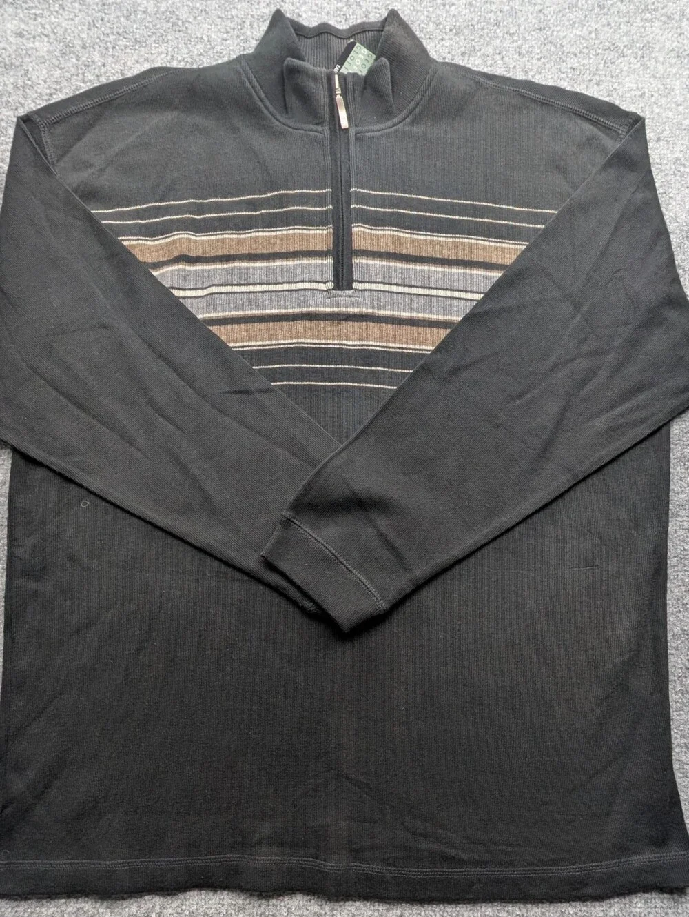 Geoffrey Beene Men's 1/4 Zip Long Sleeve Sweater XL 100% Cotton Black
